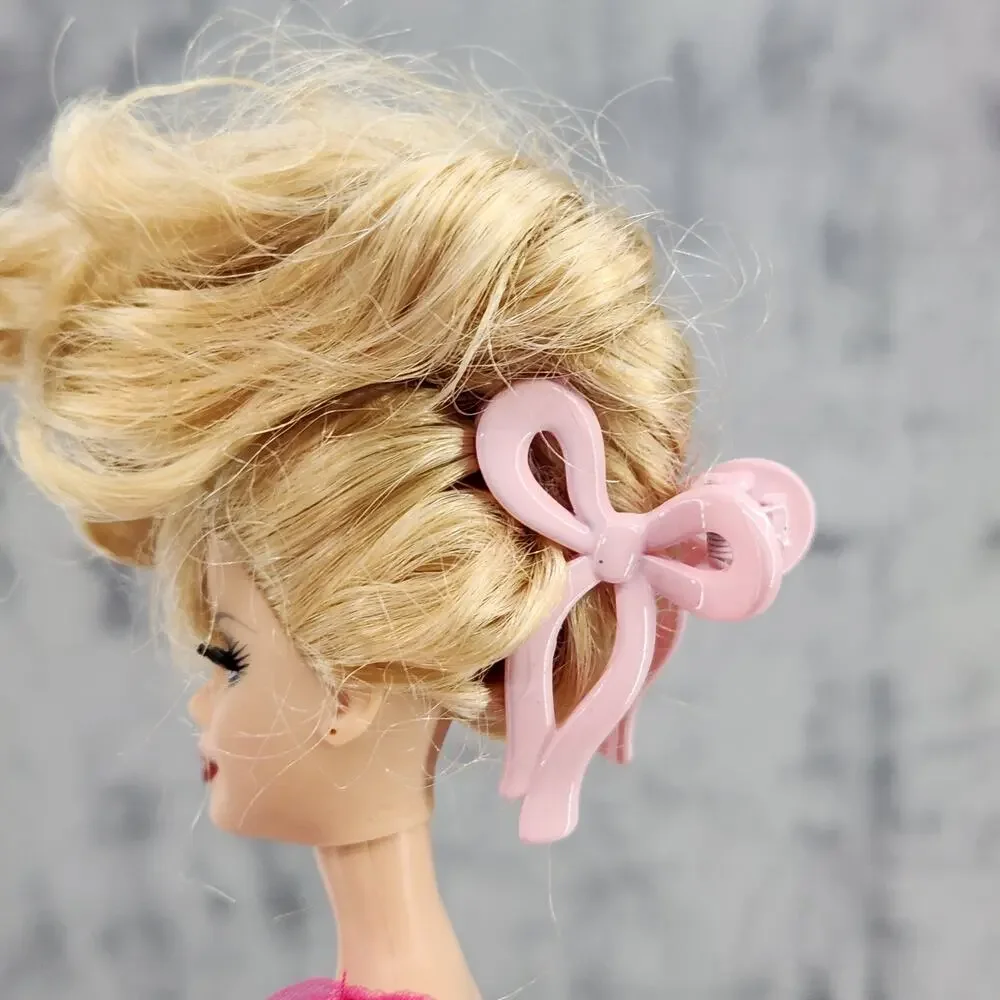 3 pc Ribbon Shaped Claw Clip Set, Hair clips, Pink Set by Princess Accessories